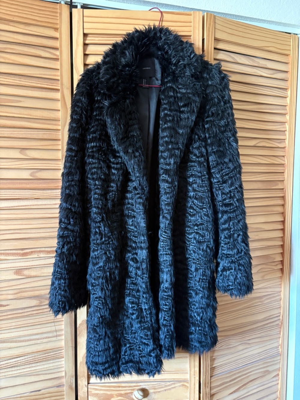 Forever 21 Black Faux Fur Teddy Coat
